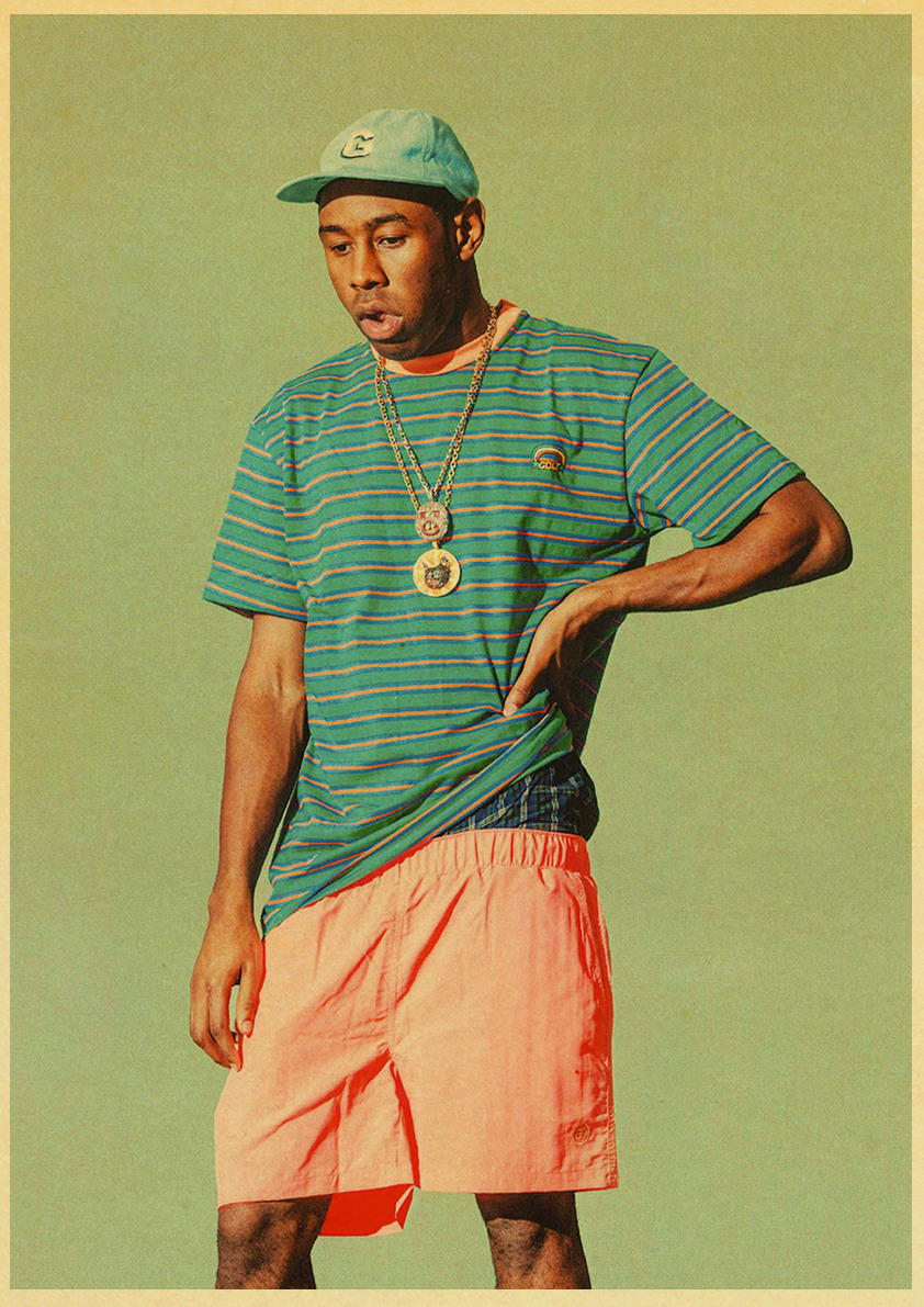 Tyler The Creator Flower Boy Hip Hop Poster Retro Rapper Wall Art Home Bar Decor Music Band Cover Painting Stickers - 6