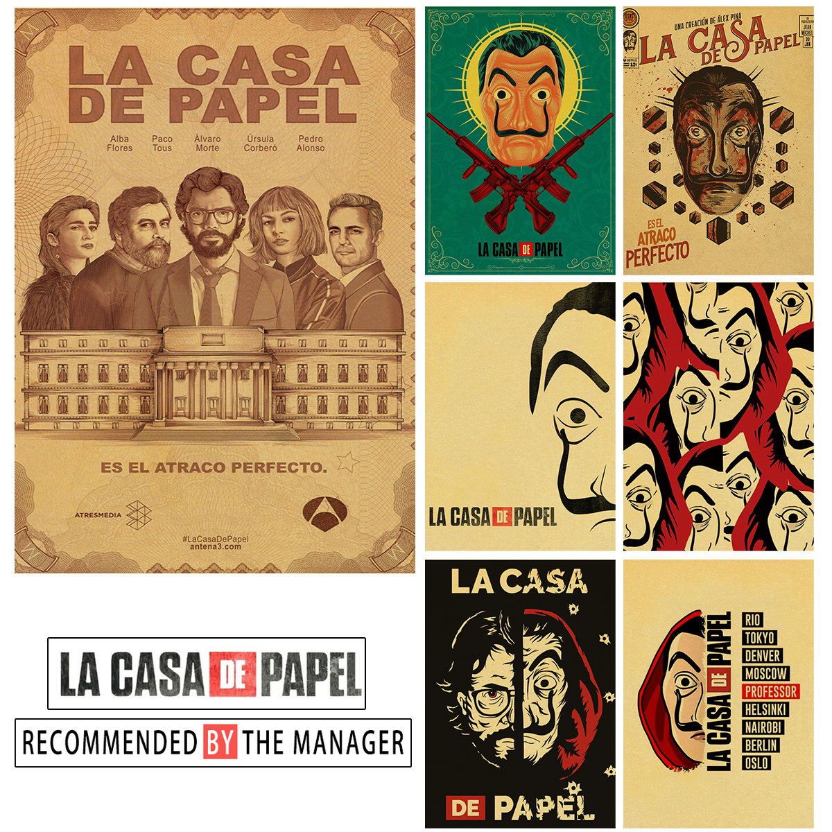 Retro La Casa De Papel Money Heist Posters Kraft Paper Tv Play Vintage Poster Home Decor Room Art Painting Bar Cafe Wall Sticker - 5