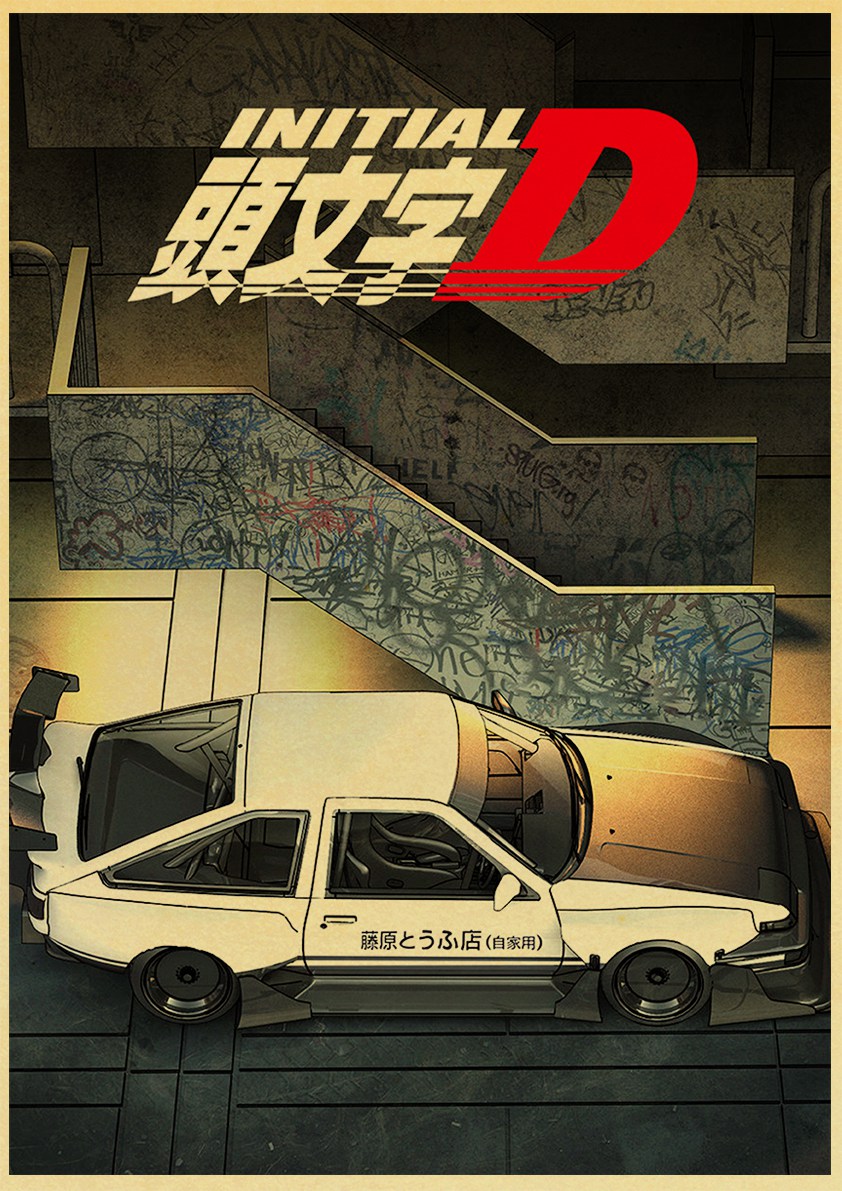 Initial D Manga Anime Poster Colorful Kraft Paper Wall Art For Bedroom Living Room Study Decor - 9