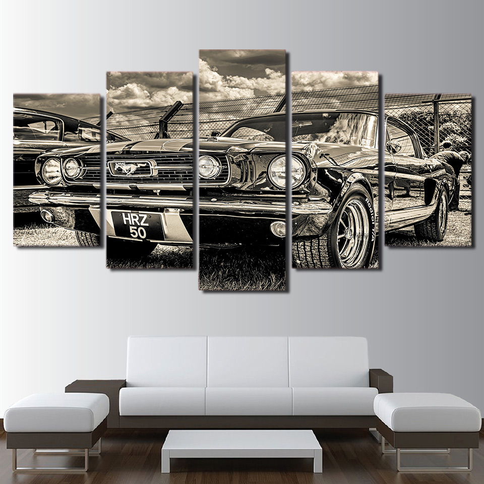 1965 Ford Mustang 5piece Canvas Wall Art Pengda Modern Sports Car Hd Print Poster Modular Home Decor Artwork - 1