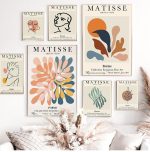 Abstract Matisse Line Face Coral Leaves Wall Art Canvas Painting Nordic Posters And Prints Pictures For Living Room Decor