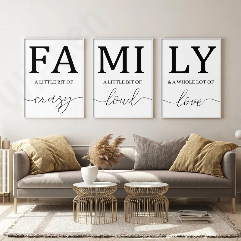 Minimalist Family Love Quotes Canvas Wall Art Stylish Lettering Poster For Living Room Home Decor - 3