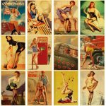 Fashion Trend Sexy Pin Up Girl Poster Military Bar Cafe Home Wall Decor Retro Kraft Paper Buy 3 Get 4