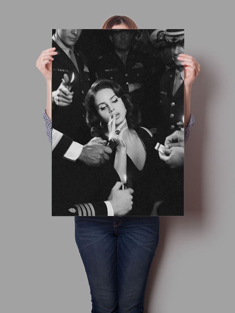 Lana Del Rey Black White Canvas Art Frameless Singer Portrait Poster For Living Room Decor - 4