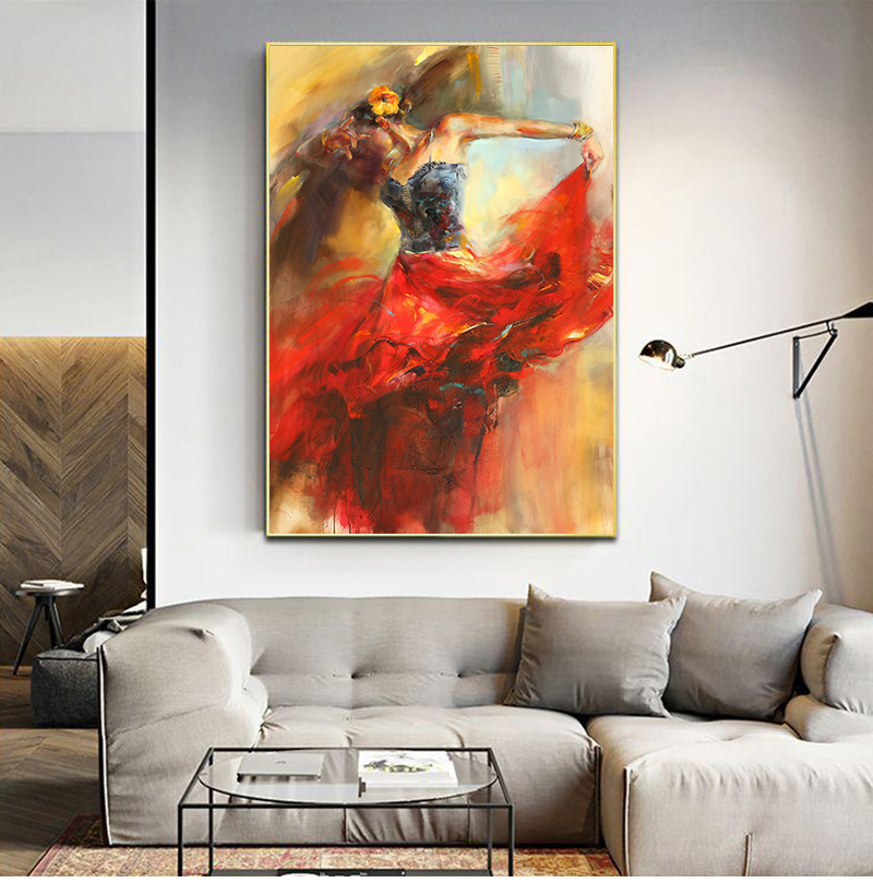 Vintage Flamenco Dancer Oil Canvas Art Spanish Beauty Figure Painting Modern Wall Poster Prints For Home Decor - 1