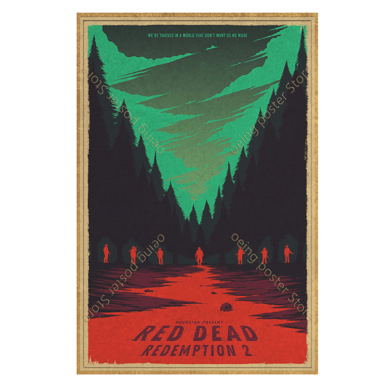 Red Dead Redemption 2 Game Poster Home Decor 40x60cm Retro Big Kraftpaperstyle Wall Posters Vintage Internet Cafe Bar Decoration - 4