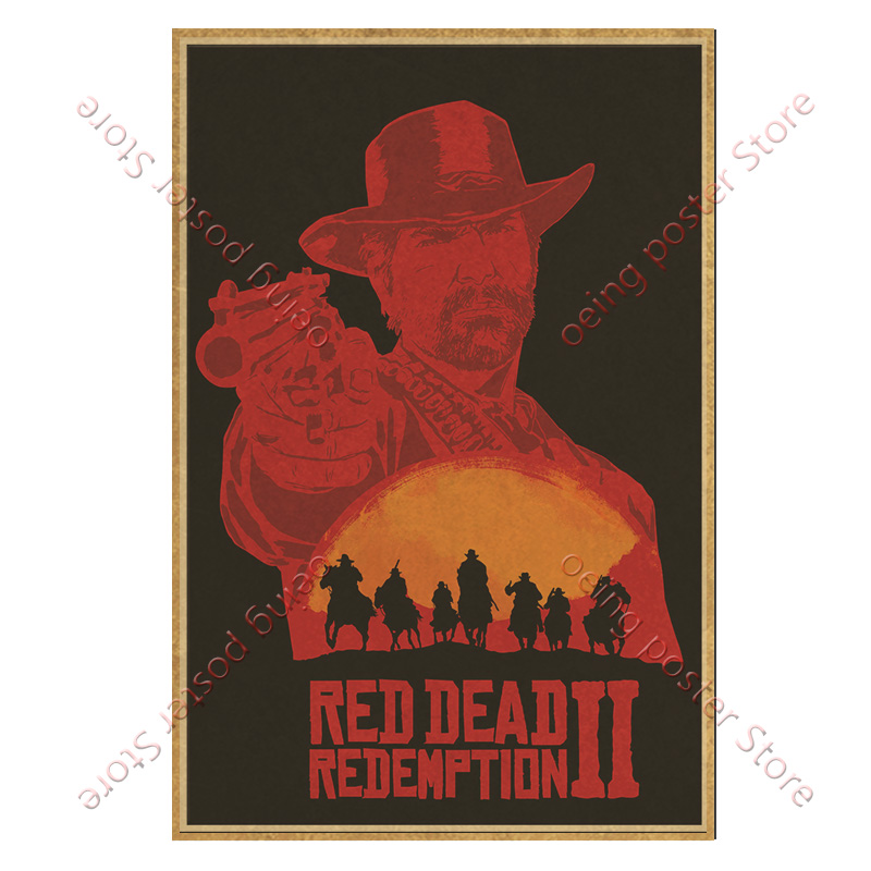 Red Dead Redemption 2 Vintage Kraftpaper Style Game Poster 40x60cm Retro Wall Art For Home Bar Internet Cafe Decor - 9