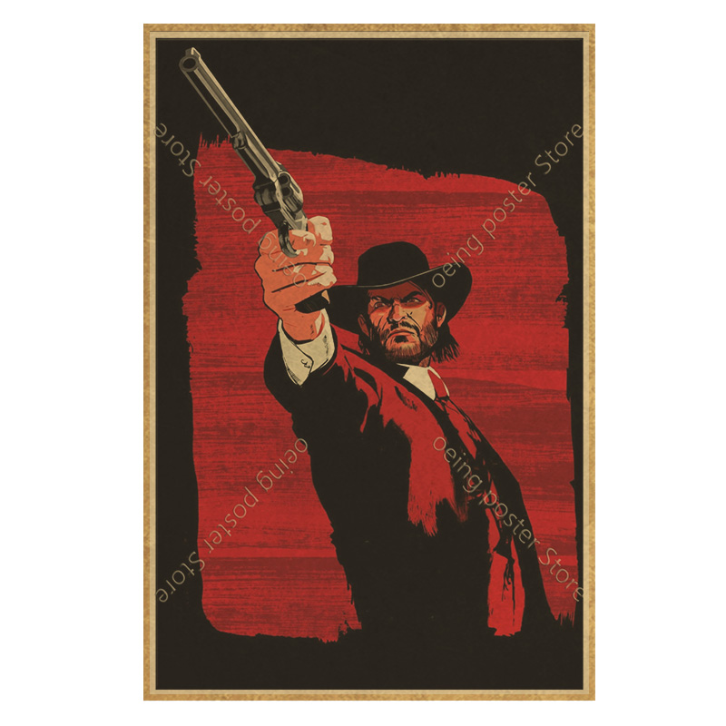 Red Dead Redemption 2 Vintage Kraftpaper Style Game Poster 40x60cm Retro Wall Art For Home Bar Internet Cafe Decor - 8