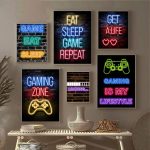 Game Poster Funny Glow Effect Gaming Gamer Canvas Painting Wall Art Prints For Kids Boys Room Decorative Playroom