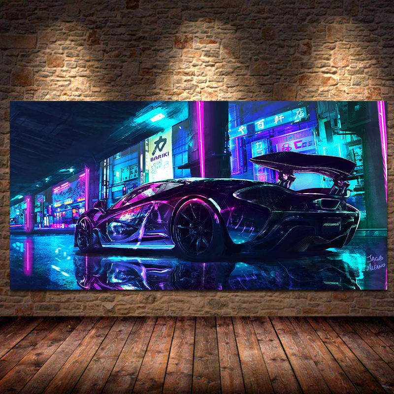 Steam City Sports Car Game Canvas Art Unframed Wall Posters For Boys Bedroom Gamer Room Decor - 1