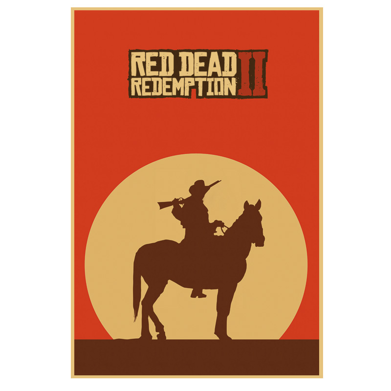 Red Dead Redemption 2 Game Poster Home Decor 30x45cm Retro Big Kraftpaperstyle Wall Posters Vintage Internet Cafe Bar Decoration - 6