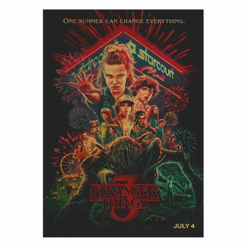 Stranger Things Poster Tv Movie Vintage Decoracion Painting Wall Art Kraft Paper Collection Posters Stickers - 3