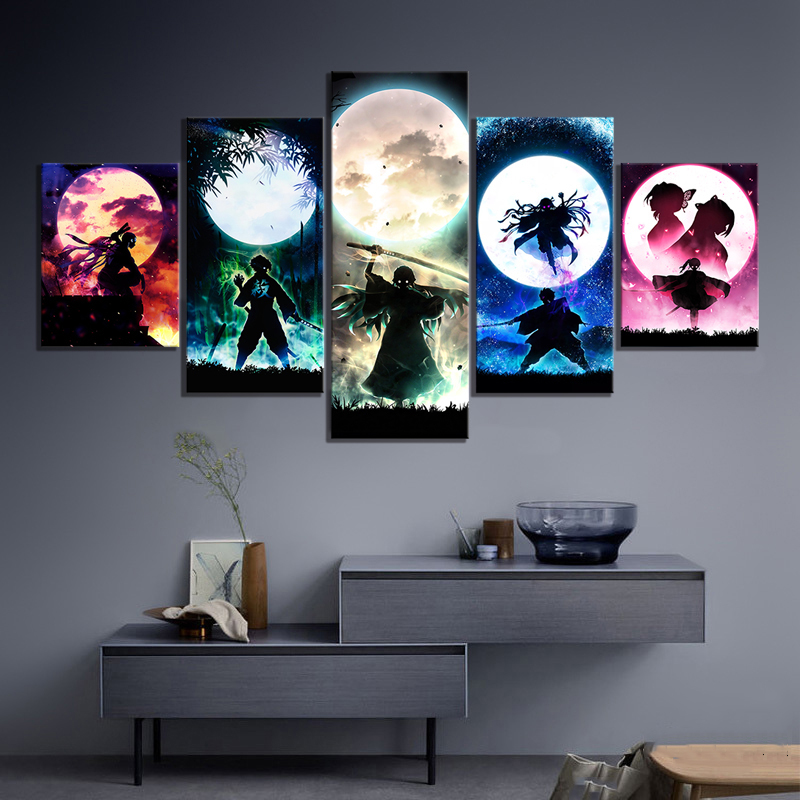 Demon Slayer Kimetsu No Yaiba Anime Canvas Hd Wall Art Modular Poster Home Decor For Living Room - 2