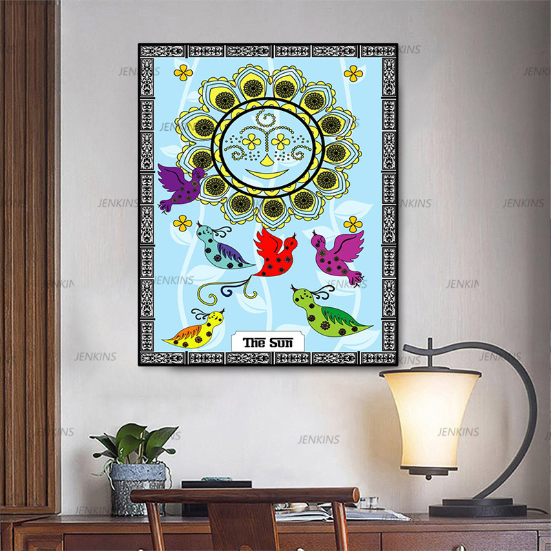Wall Decoration Painting Tarot Card Poster Vintage Posters Mandala Sun Prints Retro Art Pictures For Living Room - 3