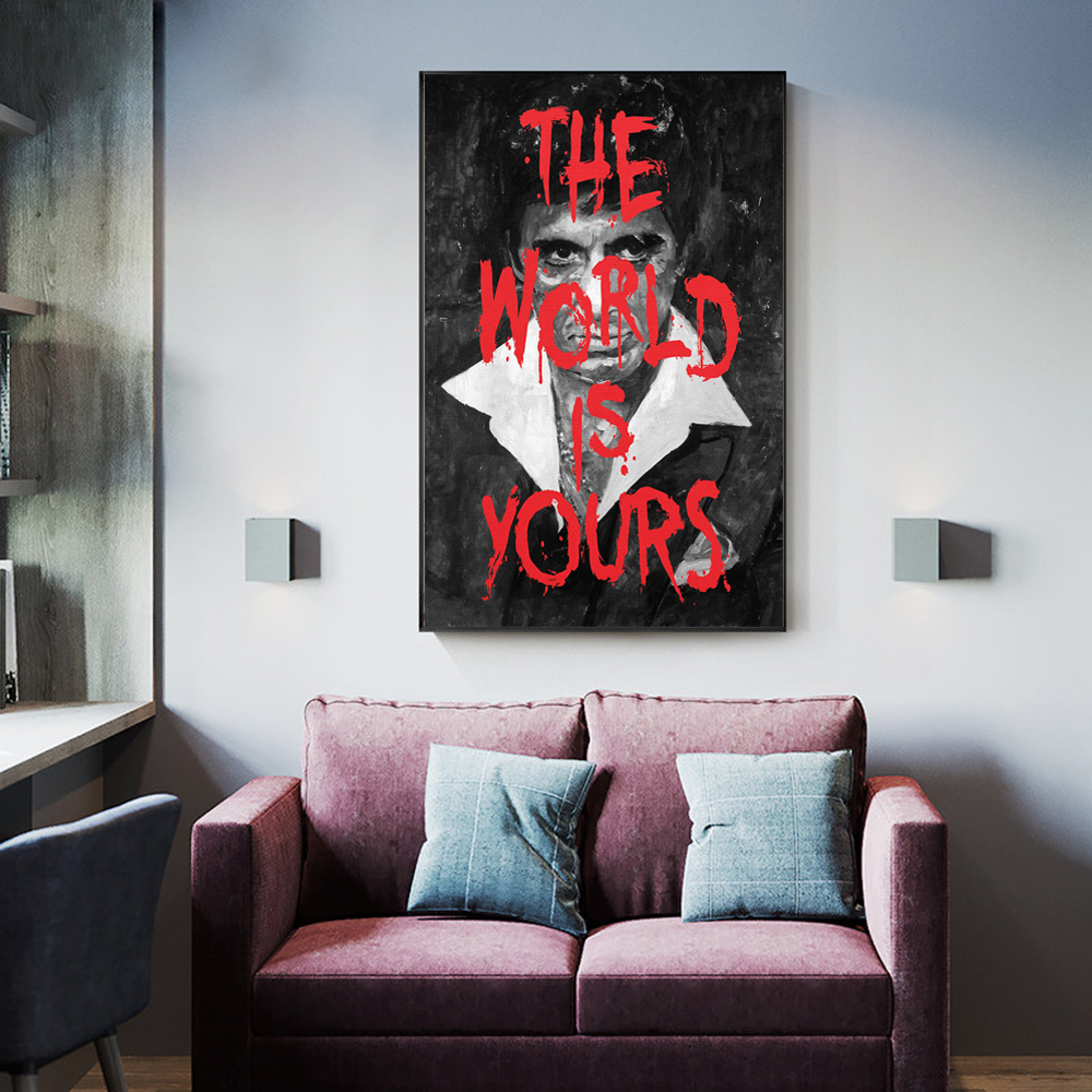 Scarface Tony Montana World Is Yours Canvas Print Movie Poster Wall Art Living Room Home Decor - 2