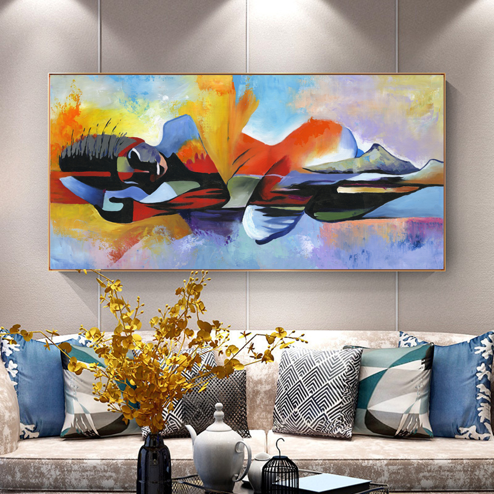 Large Abstract Lord Buddha Oil Painting Canvas Religious Wall Art Poster Prints For Living Room Decor - 3