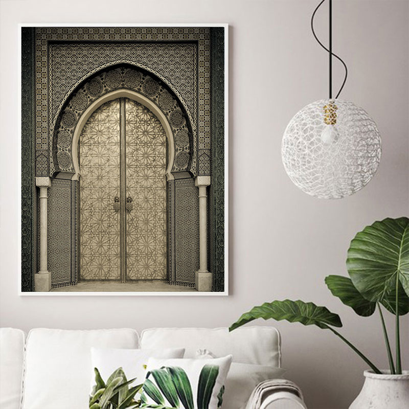 Moroccan Inspired Islamic Canvas Art Prints Arabic Architectural Wall Decor For Living Roomhome - 7