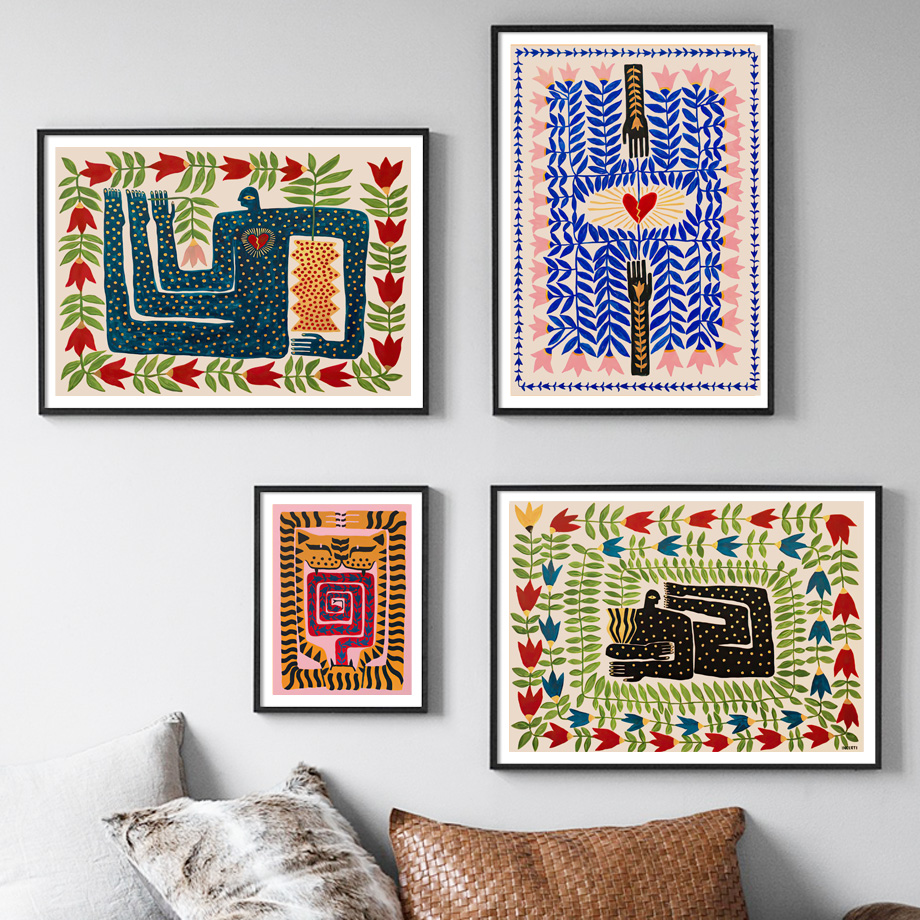 Ancient Egypt Colorful Abstract Nordic Poster Tiger Leopard Figure Wall Art Print Canvas Painting Decor Pictures For Living Room - 3