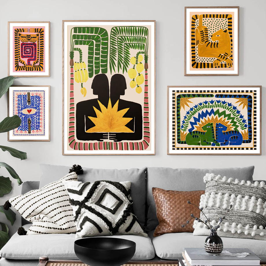 Ancient Egypt Colorful Abstract Nordic Poster Tiger Leopard Figure Wall Art Print Canvas Painting Decor Pictures For Living Room - 2