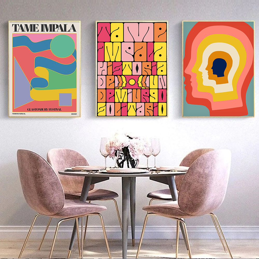 Vintage Tame Impala Glastonbury Canvas Art Colorful
