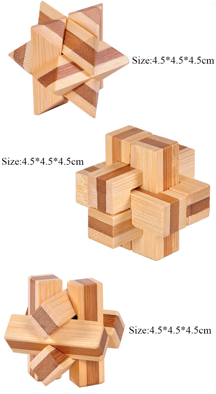 3d Wooden Brain Teaser Puzzle Lu Ban Kong Ming Lock Montessori Educational Iq Toy For Kids Adults - 5