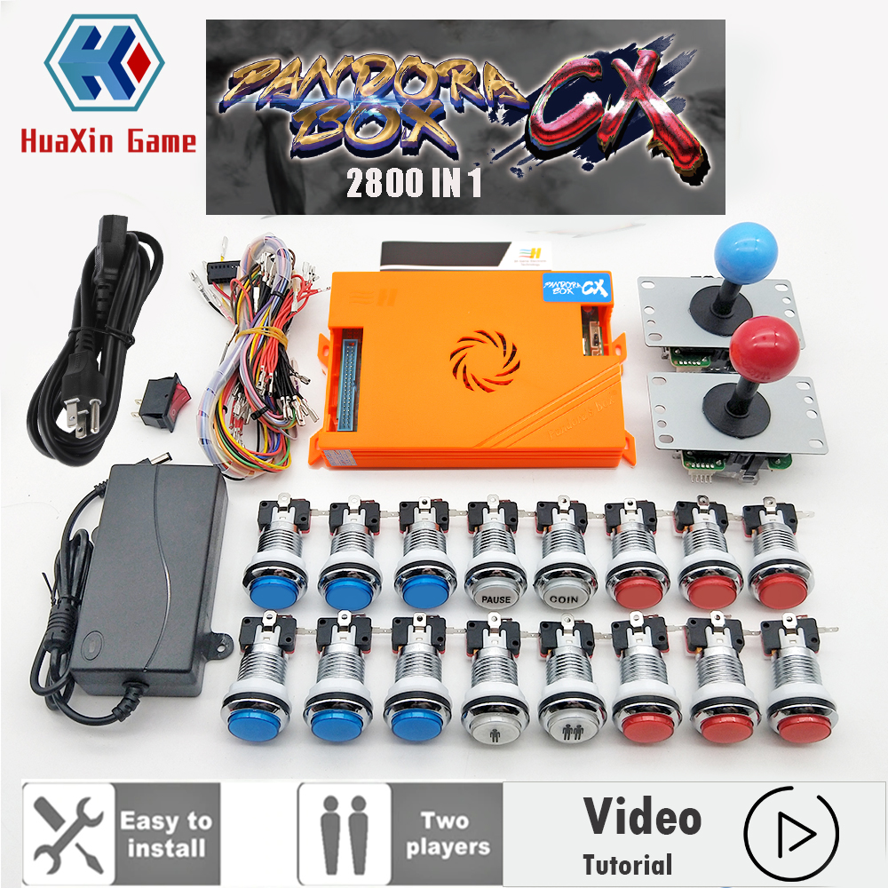 Pandora Box Cx 2800 Original 2player Diy Arcade Machine Kit With Chrome Led Sanwa Joystick Push Button For Home Gaming Cabinet - 1