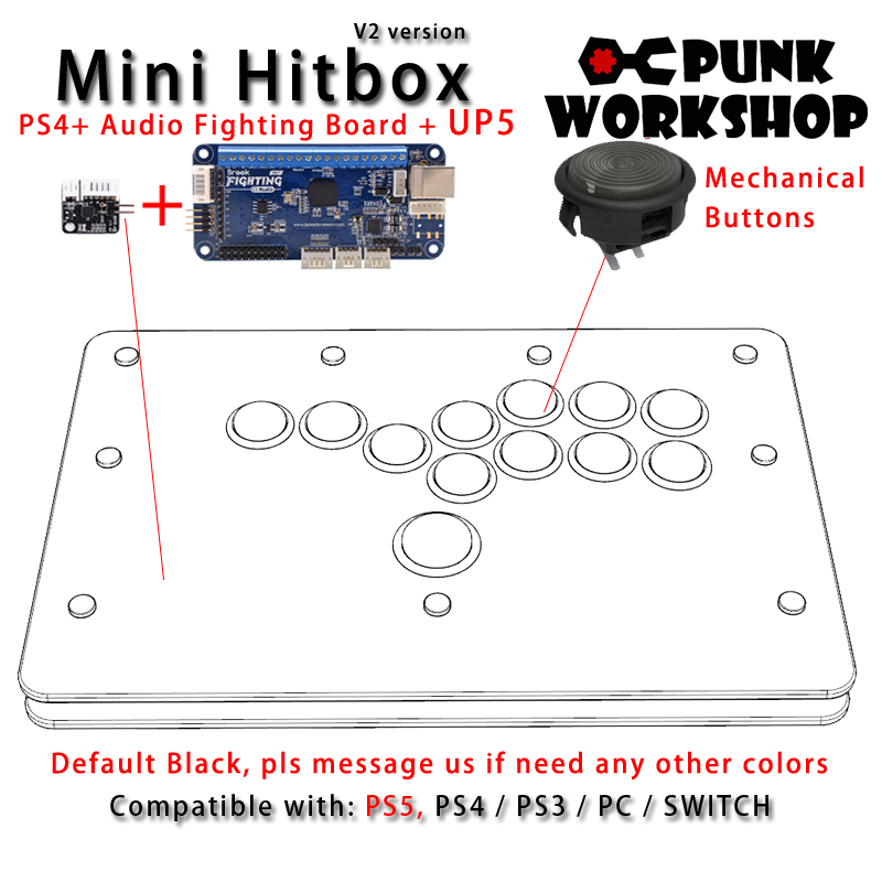 Punkworkshop Mini Hitbox Fighting Stick With Socd Mechanical Punkworkshop Mini Hitbox Fighting Stick With Socd Mechanical