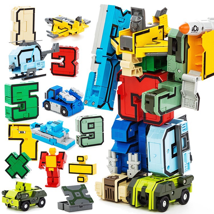 Interactive Learning Robot Transforming Action Figure With Educational English Alphabet And Number Blocks - 37