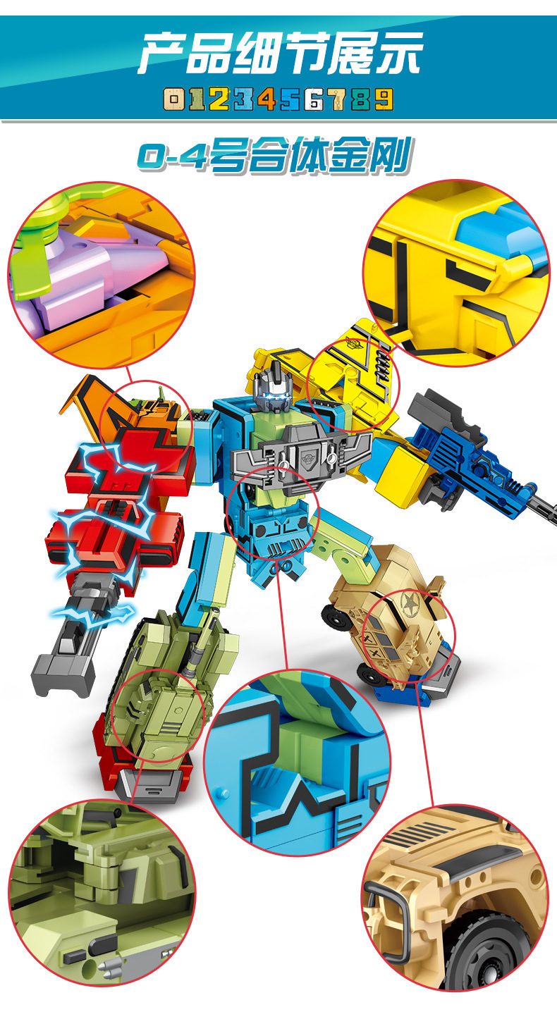 Interactive Learning Robot Transforming Action Figure With Educational English Alphabet And Number Blocks - 19