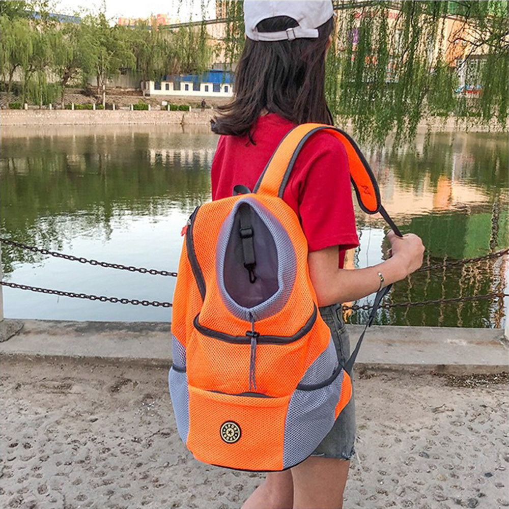 Double Shoulder Outdoor Pet Carrier Backpack Portable Travel Bag For Cats And Dogs Front Nylon Mesh Head - 8