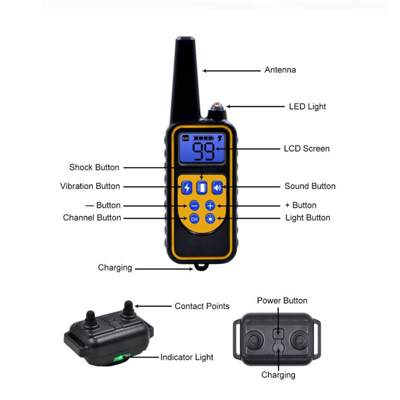 Waterproof Remote Control Shock Dog Training Collar Rechargeable Lcd Display For Small To Large Dogs - 3