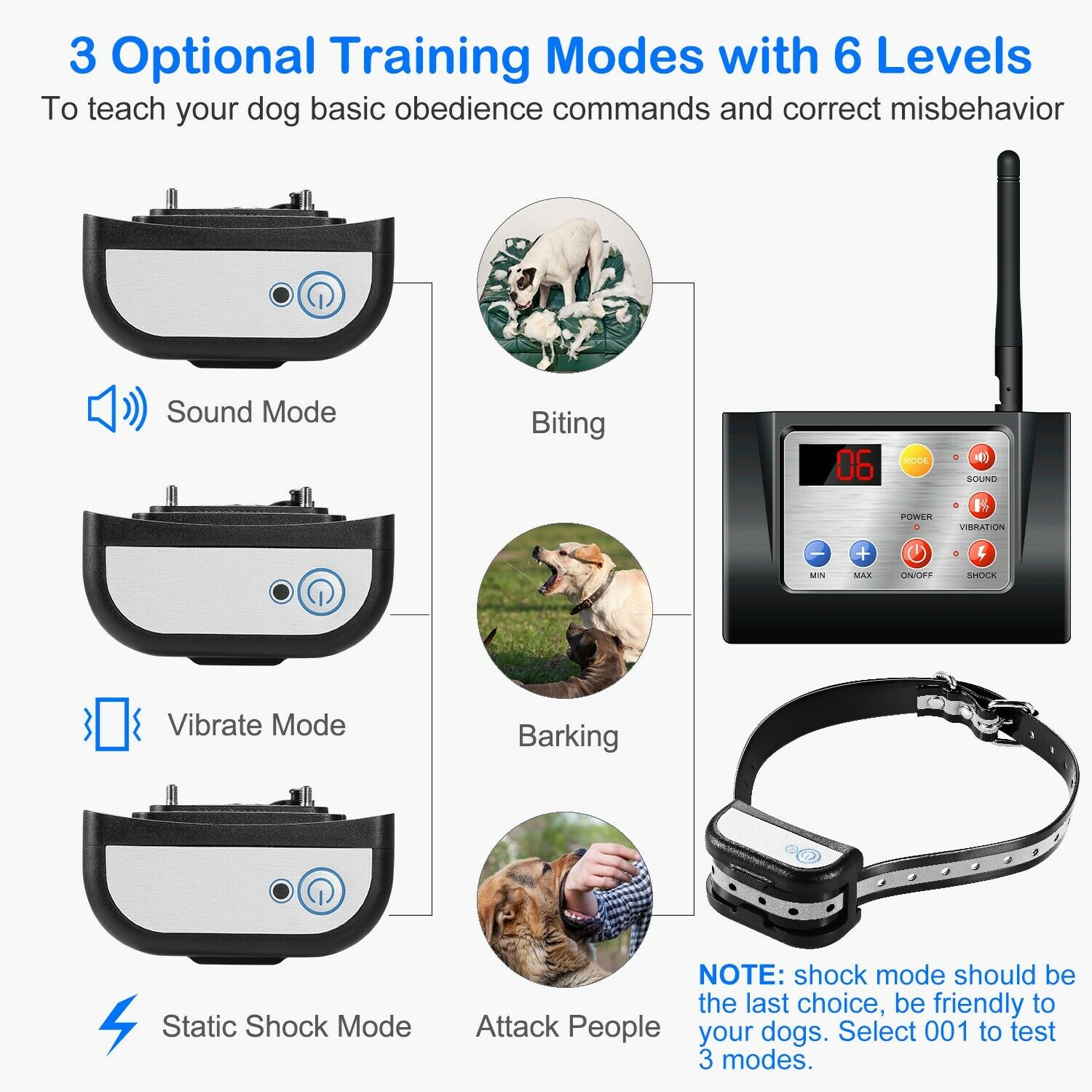 Wireless 2in1 Electric Dog Fence Training Collar Outdoor Adjustable Range Waterproof Reflective With Remote - 3