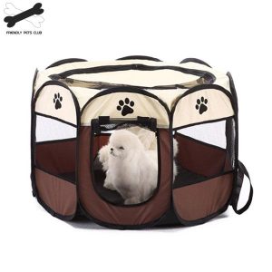 Portable Folding Pet Tent Dog House Cage Cat Playpen Puppy Kennel Easy Operation Octagon Fence 2810 - 2