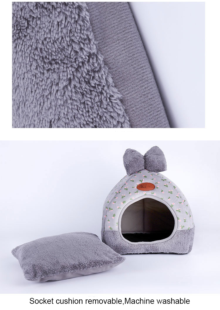 Cozy Cat Dog Cave Bed Winterready Soft Fleece Nest With Cute Bow Design Ideal For Small To Medium Pets - 6