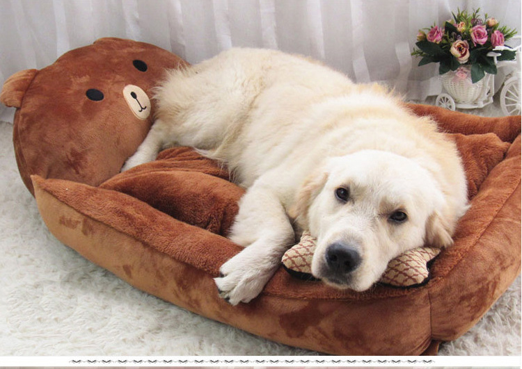 Large Dog Bed For Golden Retriever Washable Removable Teddy Cartoon Pet Nest Cozy Mat Accessories - 4