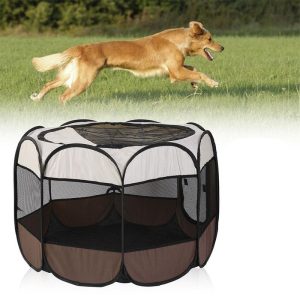 Portable Outdoor Kennels Fences Dog Tent Houses For Dogs Foldable Indoor Puppy Cats Pet Cage Octagon Fence