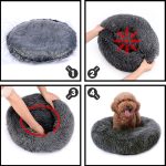 Round Plush Dog Bed House Mat Winter Warm Sleeping Cats Nest Soft Long Basket Pet Cushion Portable Pets - 3