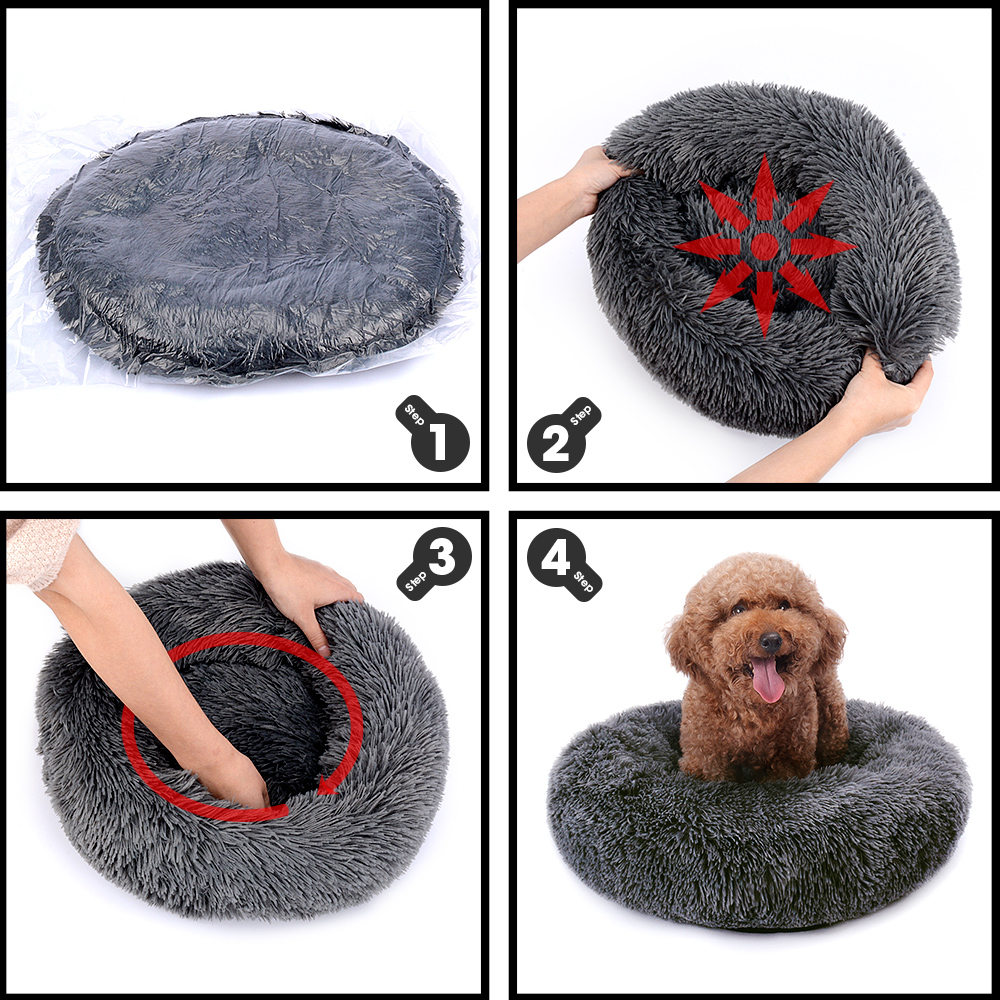 Deluxe Winter Warm Round Plush Dog Bed Soft Cat Nest Portable Pet Cushion House Mat Basket - 2