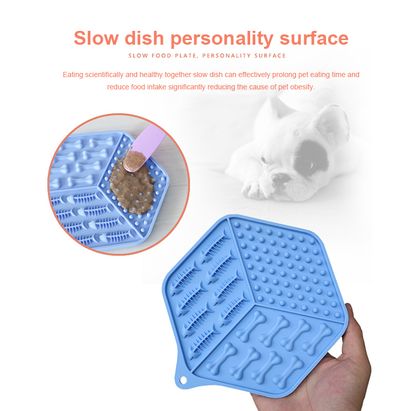 Silicone Square Dog Feeding Mat Cute Paw Print Slow Feeder - Temu