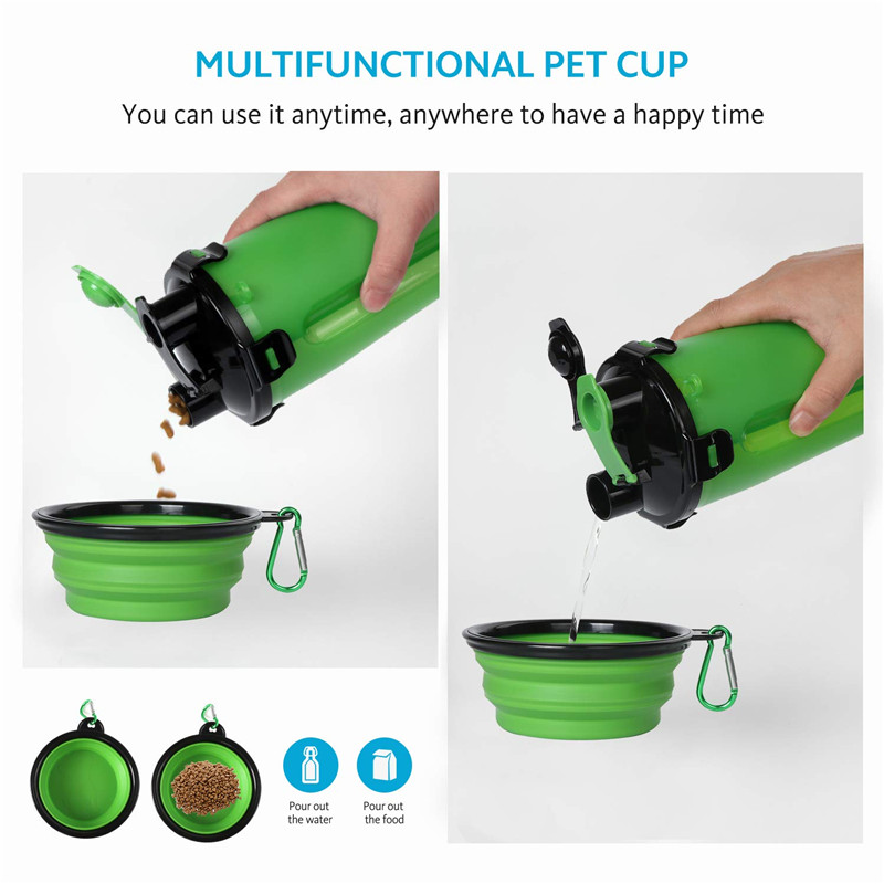 Portable 2in1 Pet Travel Bottle Collapsible Dogcat Food Storage And Water Feeder Bowl - 4