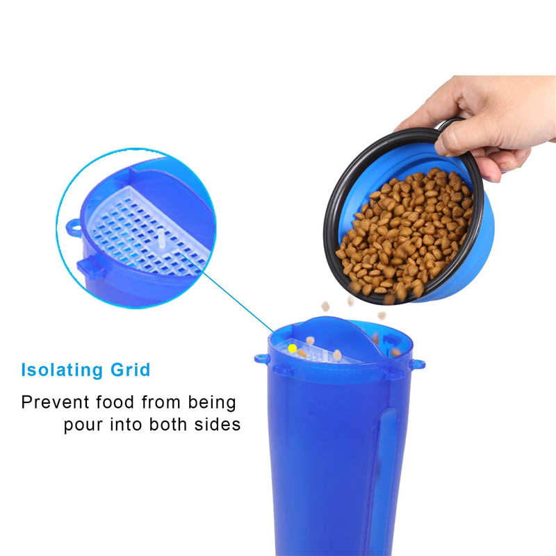 Portable 2in1 Pet Travel Bottle Collapsible Dogcat Food Storage And Water Feeder Bowl - 3