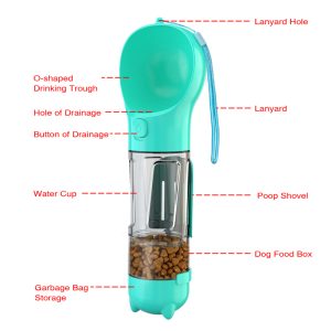 3 In 1 Dog Water Bottle Portable Pet Dogs Travel Puppy Cat Drinking Bowl Outdoor Food Dispenser Feeder Tool - 2