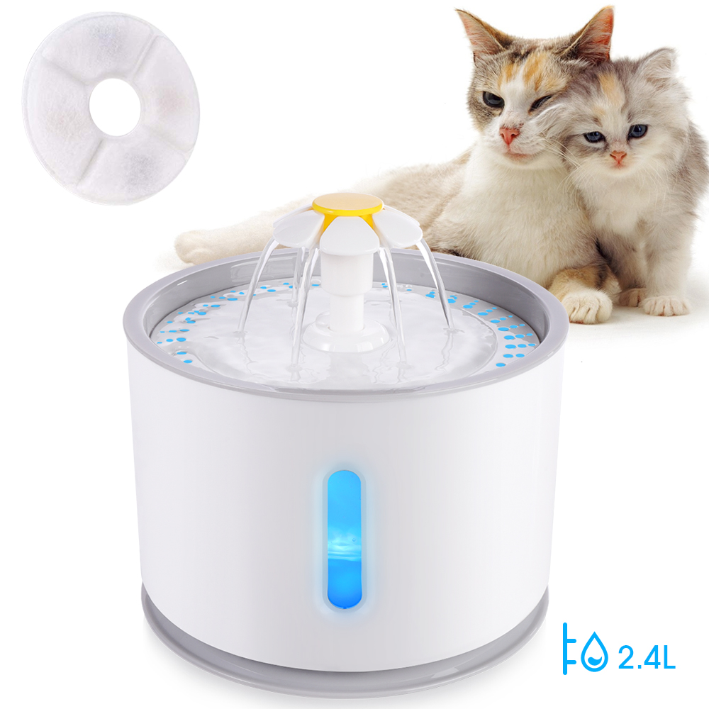 4l Automatic Pet Water Fountain With Led Light Quiet Electric Usb Cat Drinking Dispenser And Feeder Bowl - 5