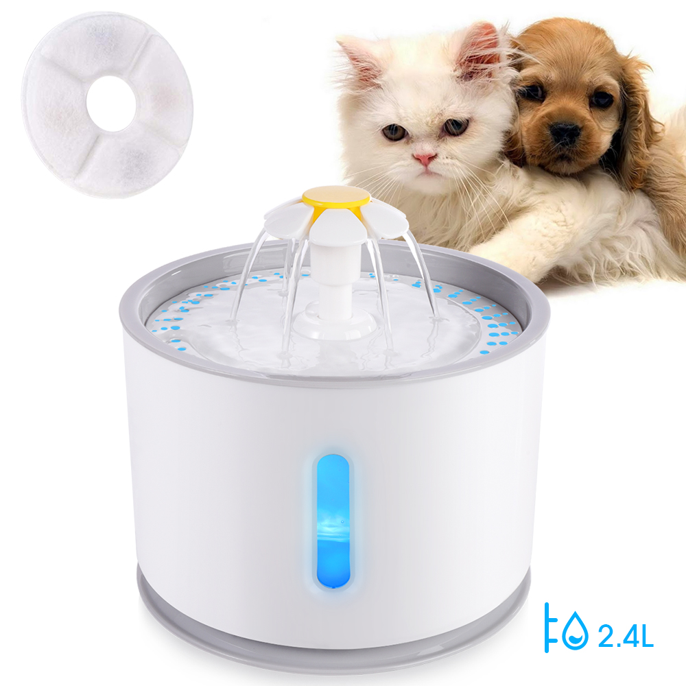 4l Automatic Pet Water Fountain With Led Light Quiet Electric Usb Cat Drinking Dispenser And Feeder Bowl - 4