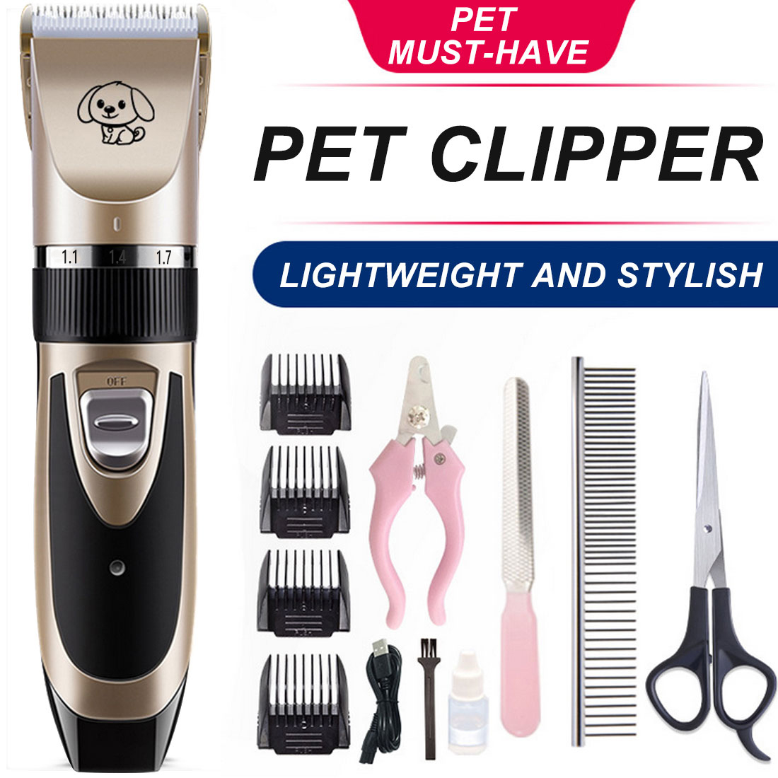 Rechargeable Lownoise Electric Pet Hair Clipper Set Usb Dog Cat Trimmer Kit With Spare Blade For Efficient Grooming - 2