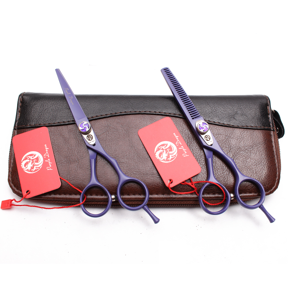 Professional 60 Stainless Steel Dog Grooming Scissors Purple Dragon Color 5 Inch Straight And Thinning Shears Z1018 - 7