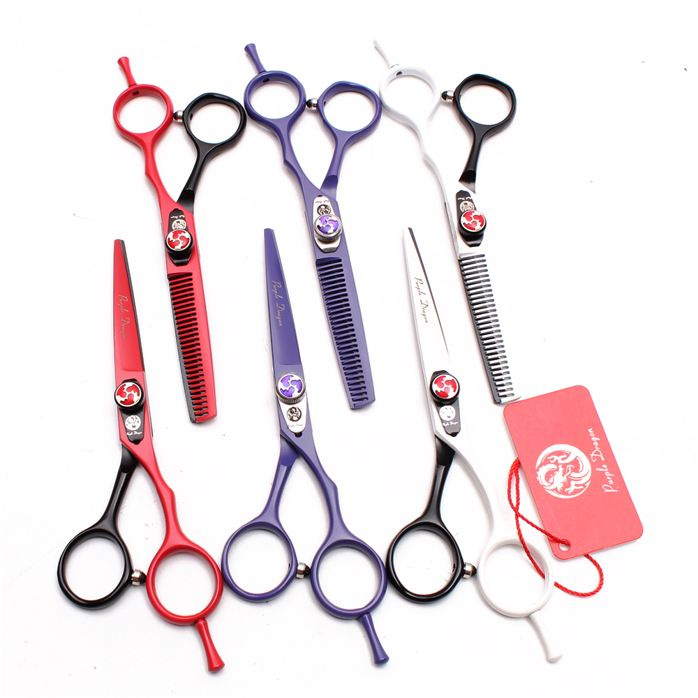 Professional 60 Stainless Steel Dog Grooming Scissors Purple Dragon Color 5 Inch Straight And Thinning Shears Z1018 - 1