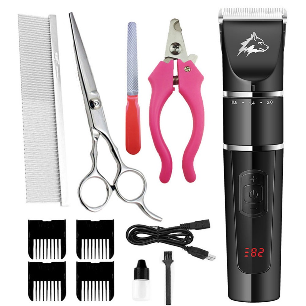 Rechargeable Pet Hair Trimmer Usb Electric Clipper Set Lownoise Dog Cat Grooming Hairdressing Cutter - 14