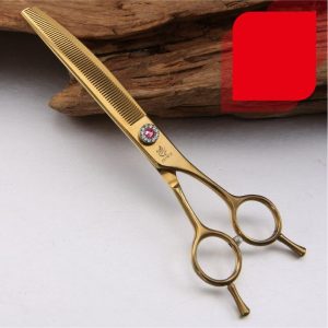 Fenice 7 0 Inch Professional Curved Thinning Shear Gold Black Pink Purple Pets Dog Grooming Scissors Animal Haircut Tool