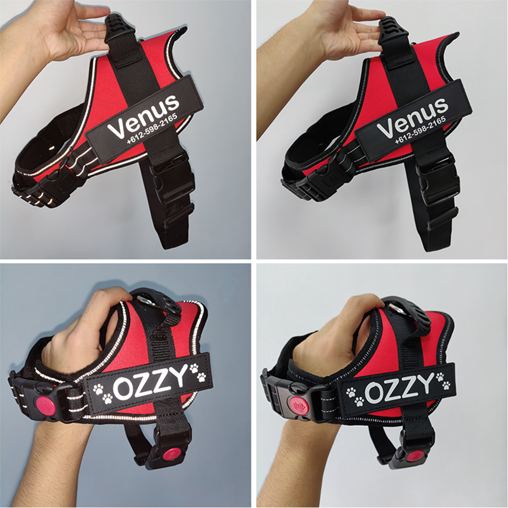 Customizable Reflective Dog Harness With Id Tag And Personalized K9 Name Vest Labels - 2